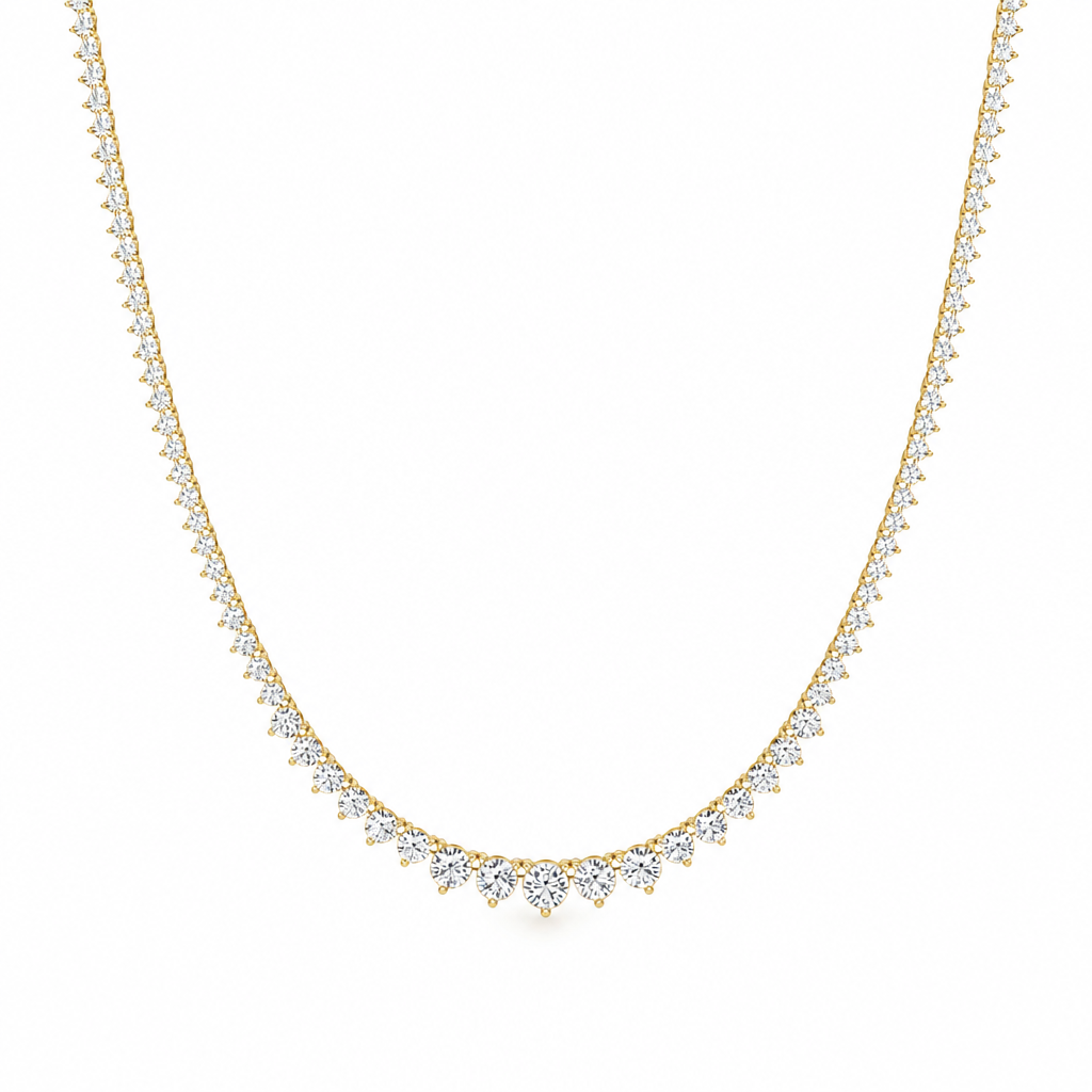 7 1/2 Carat Lab Grown Diamond Graduated Tennis Necklace