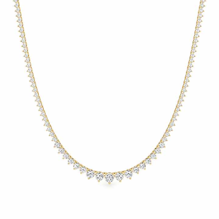 7 1/2 Carat Lab Grown Diamond Graduated Tennis Necklace