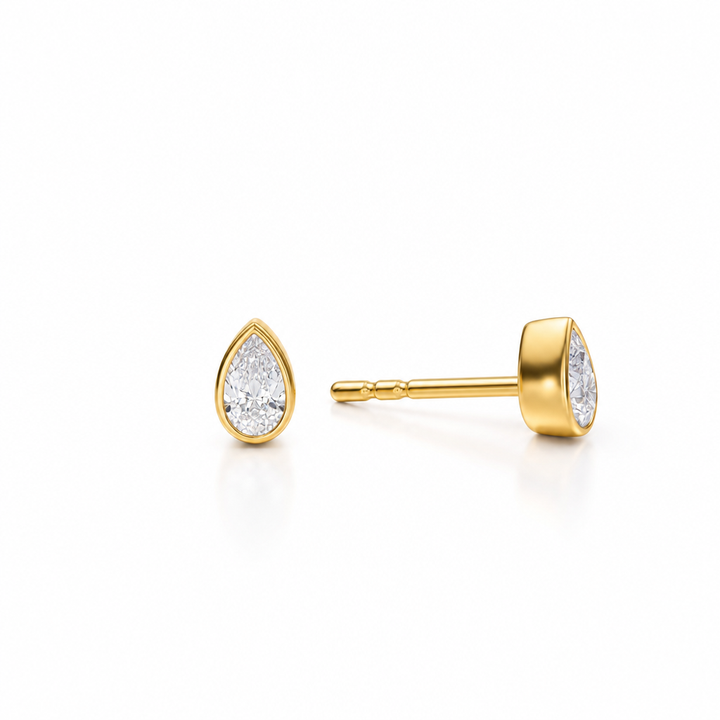 Pear Bezel Lab Grown Diamond Stud Earrings