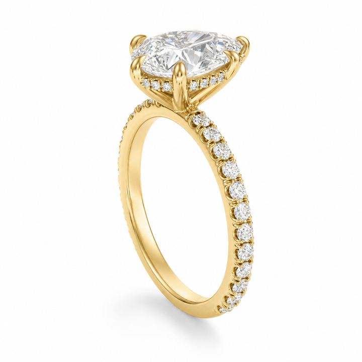 Pear Hidden Halo With Pave Band