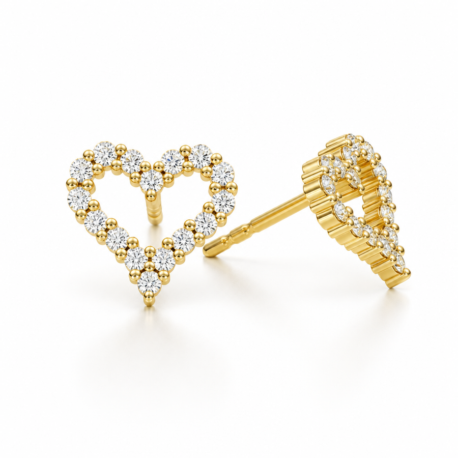 Lab Grown Heart Shape Diamond Stud Earrings