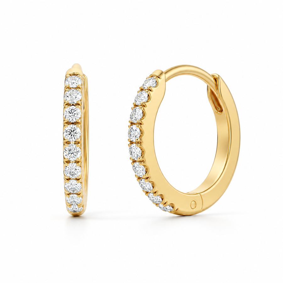 14kt gold lab-grown diamond hoop earrings with 0.14 carats of colourless diamonds