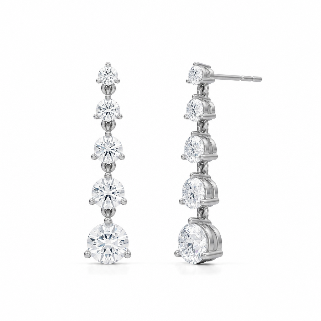5 Graduated Round Lab Grown Diamond Dangle Earrings