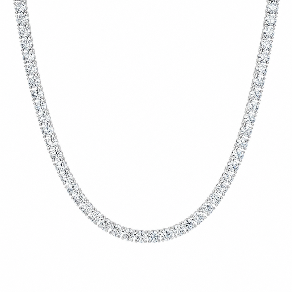 25 Carat Round Lab Grown Diamond Tennis Necklace