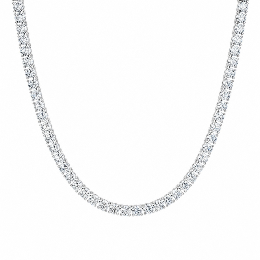 25 Carat Round Lab Grown Diamond Tennis Necklace