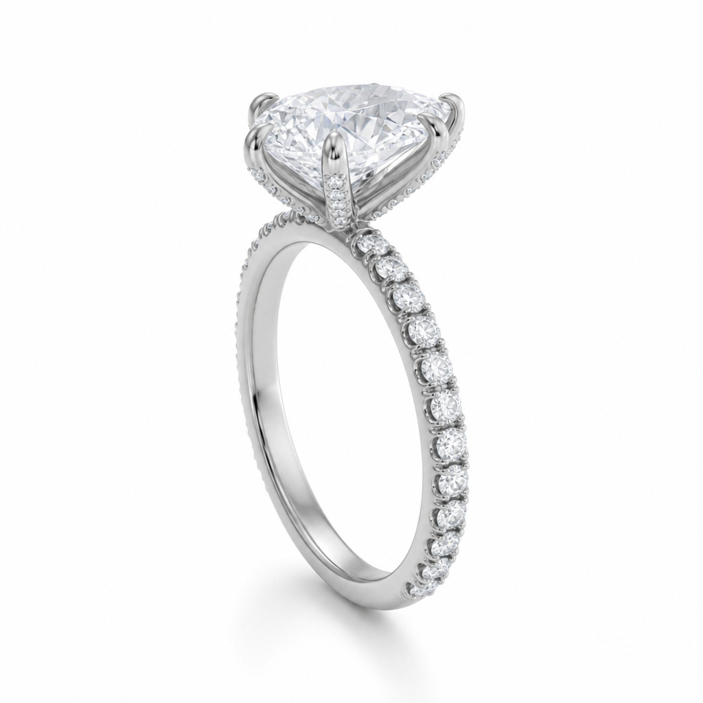 Pear Pave Ring With Pave Prongs