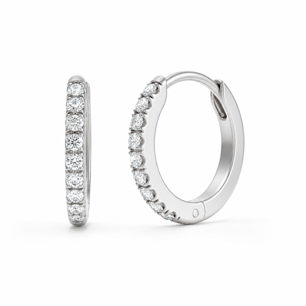 14kt gold lab-grown diamond hoop earrings with 0.14 carats of colourless diamonds