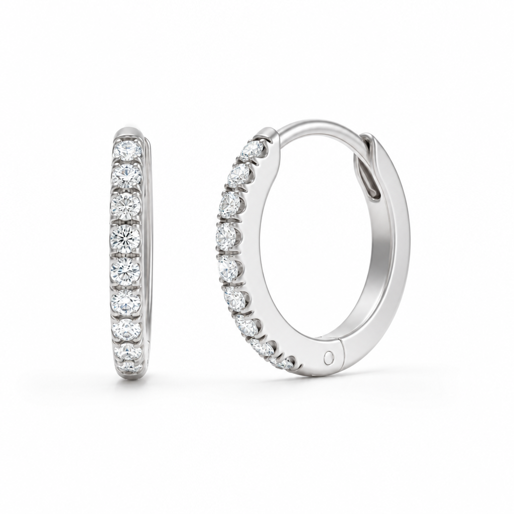 14kt gold lab-grown diamond hoop earrings with 0.14 carats of colourless diamonds