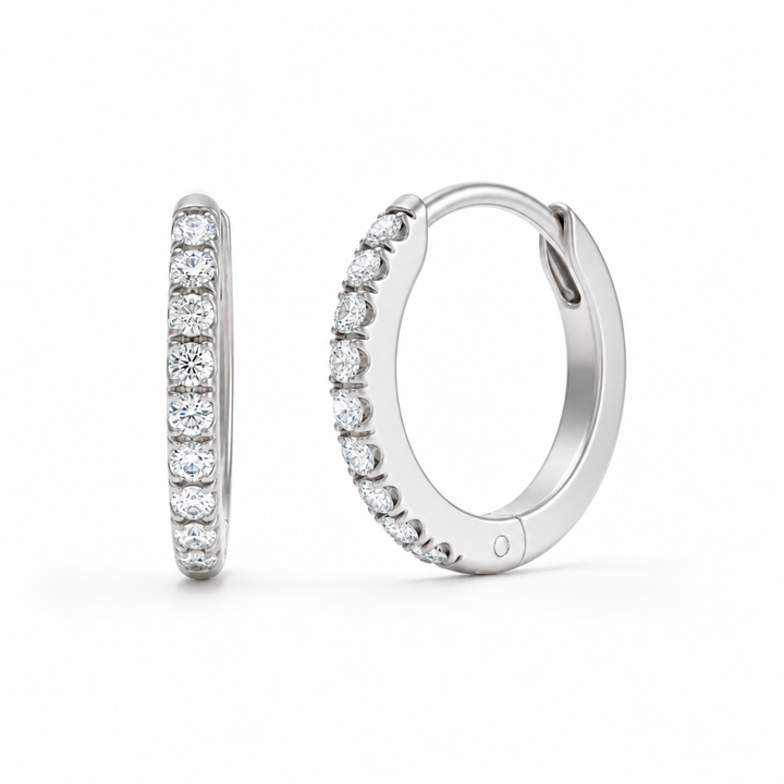 14kt gold lab-grown diamond hoop earrings with 0.14 carats of colourless diamonds