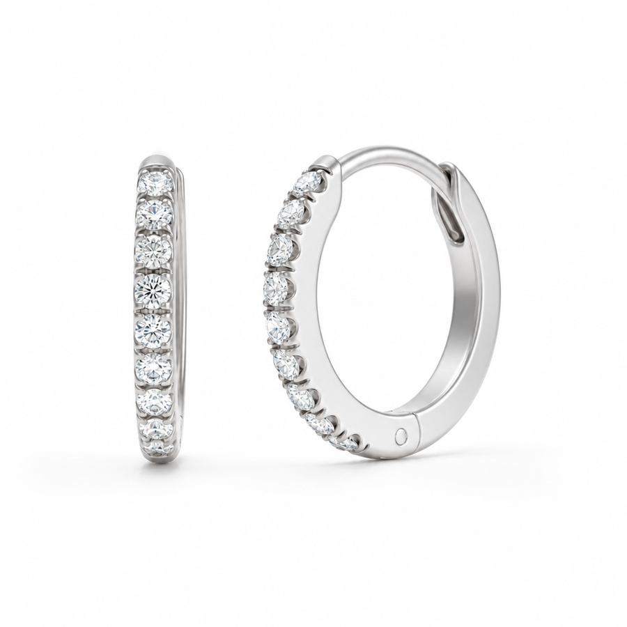 14kt gold lab-grown diamond hoop earrings with 0.14 carats of colourless diamonds