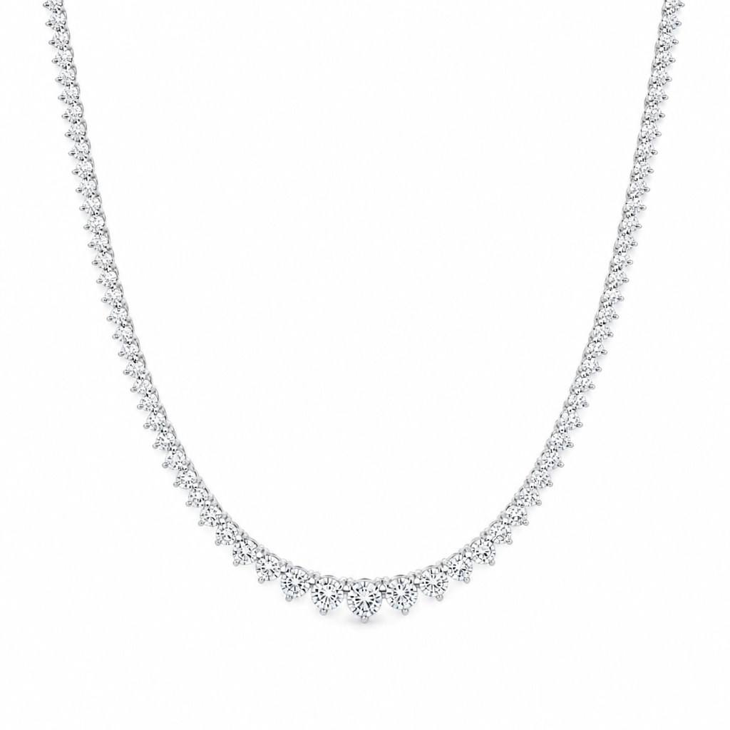 10 Carat Lab Grown Diamond Graduated Tennis Necklace