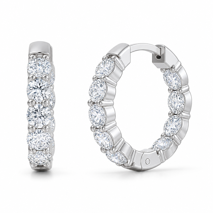 1 Carat Inside Outside Lab Grown Diamond Hoop Earrings