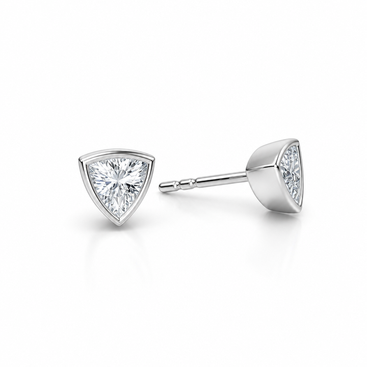 Trillion Bezel Stud Lab Grown Diamond Earrings