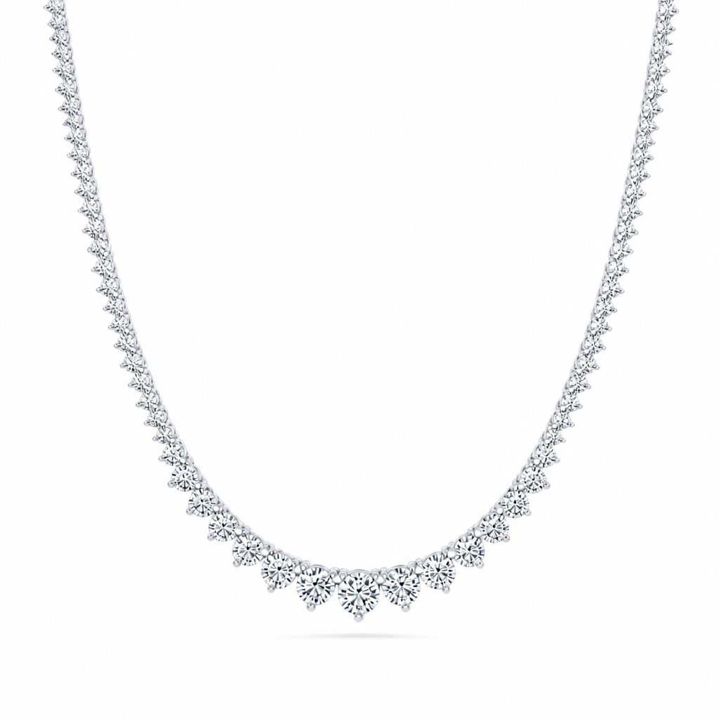 7 1/2 Carat Lab Grown Diamond Graduated Tennis Necklace