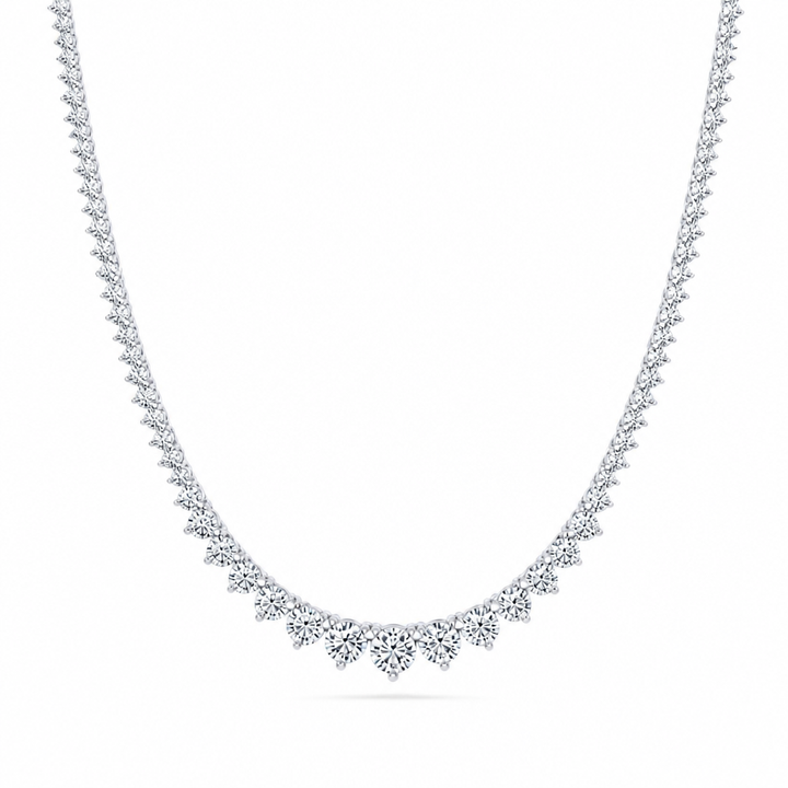 7 1/2 Carat Lab Grown Diamond Graduated Tennis Necklace