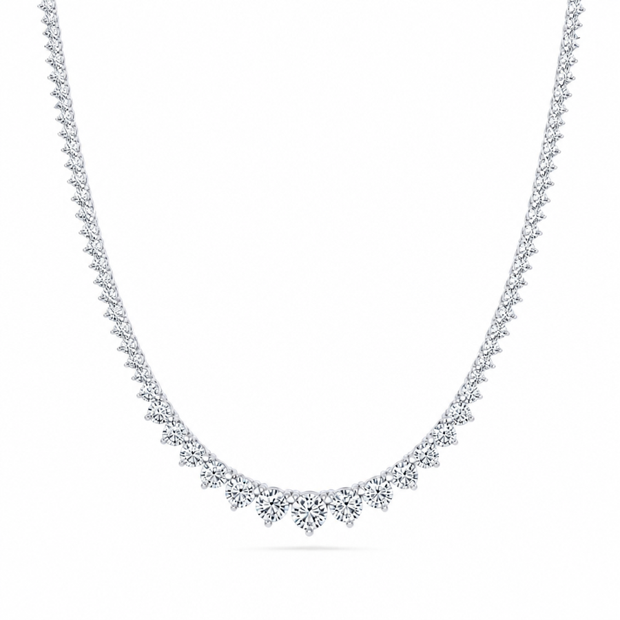7 1/2 Carat Lab Grown Diamond Graduated Tennis Necklace