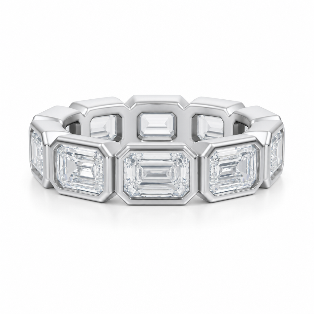 Emerald Bezel Horizontal Eternity Band
