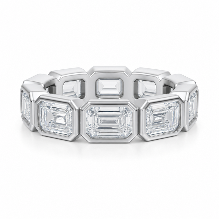Emerald Bezel Horizontal Eternity Band