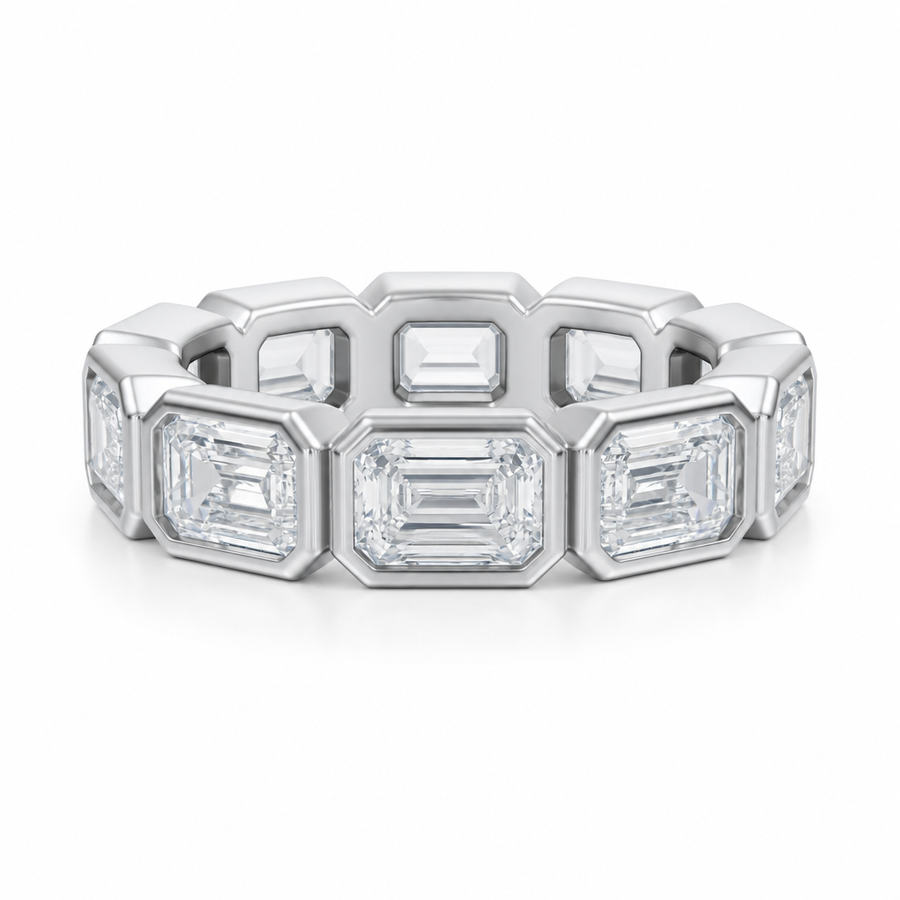 Emerald Bezel Horizontal Eternity Band