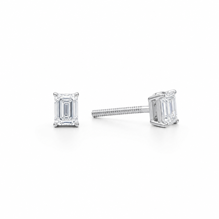 Emerald Lab Grown Diamond Stud Earrings