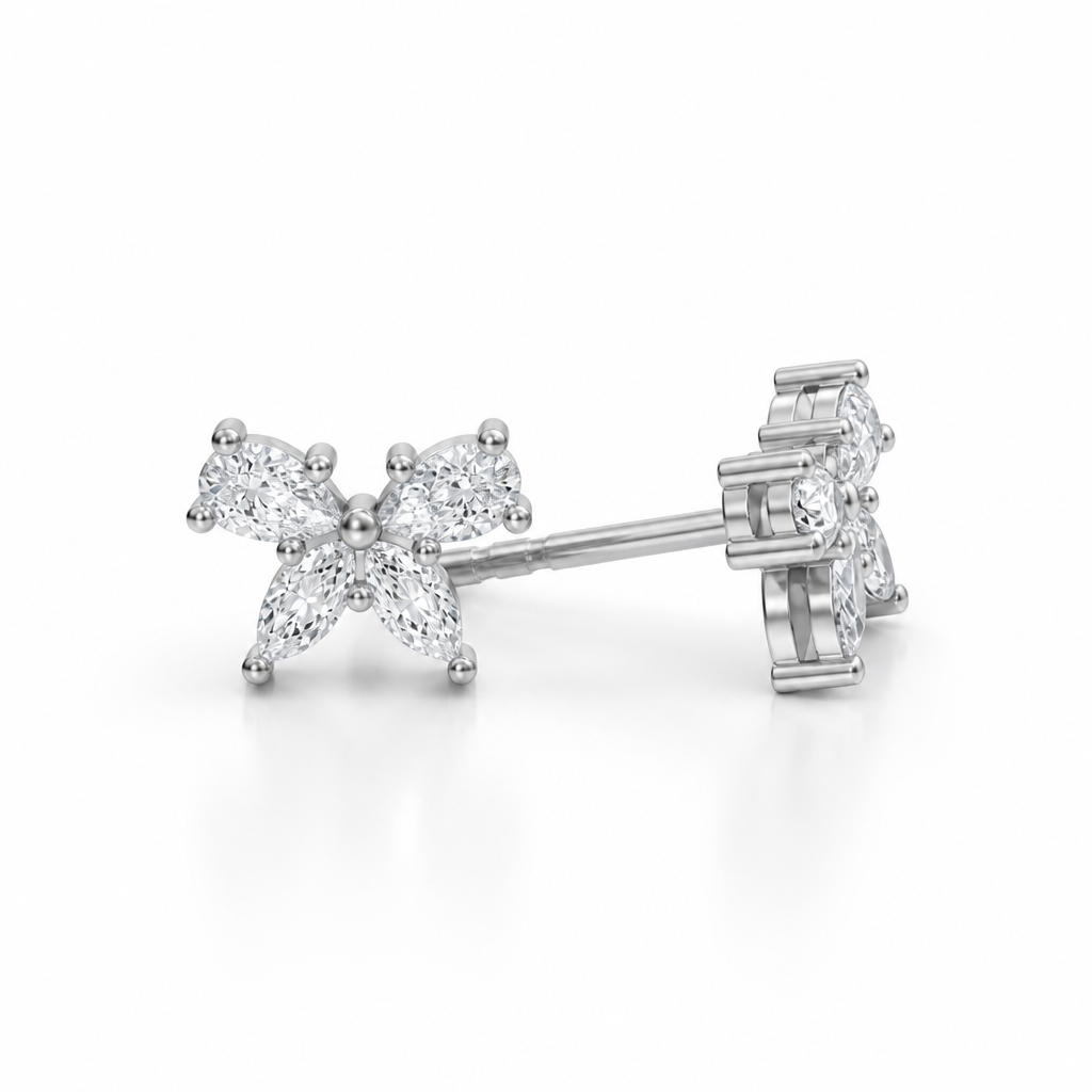 Marquise And Pear Butterfly Stud Earrings