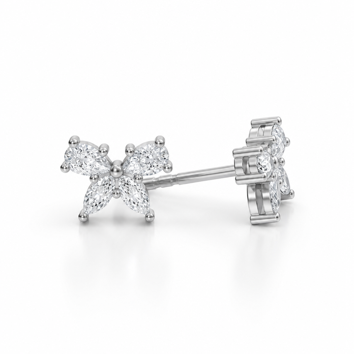 Marquise And Pear Butterfly Stud Earrings
