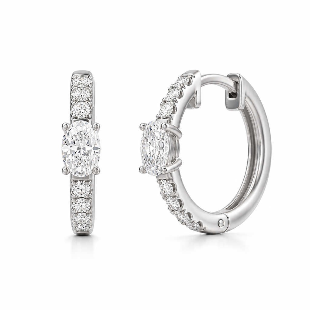 Lab Grown Oval Diamond Huggie Earrings