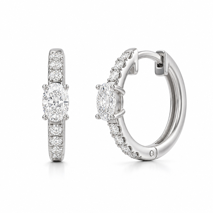 Lab Grown Oval Diamond Huggie Earrings