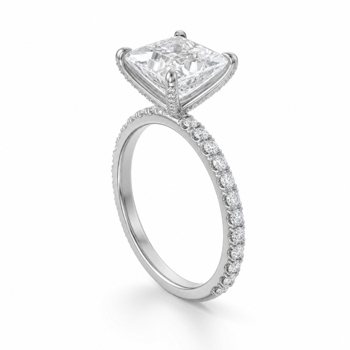 Princess Pave Ring With Pave Prongs