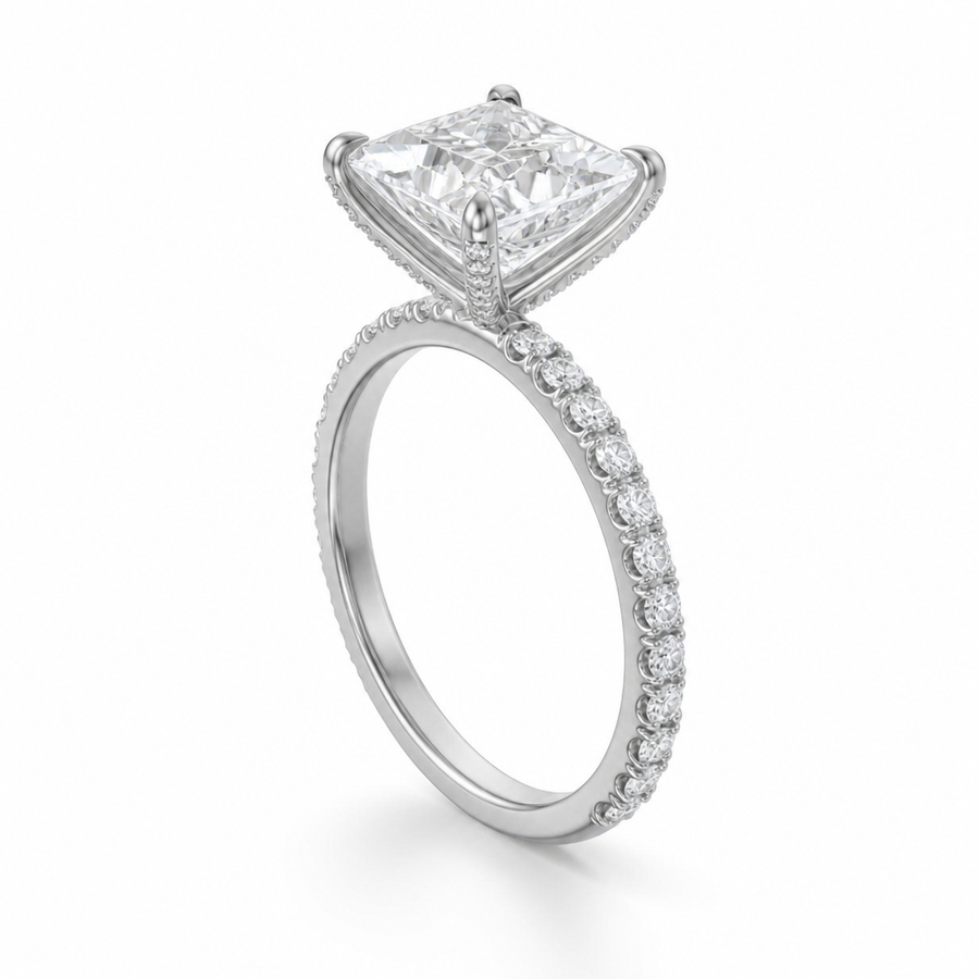 Princess Pave Ring With Pave Prongs