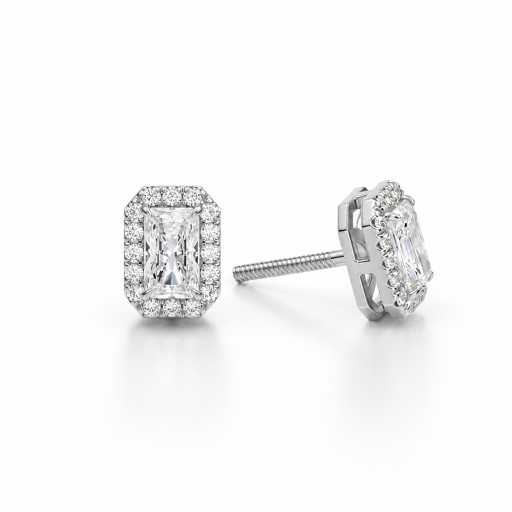 Radiant Halo Stud Earrings