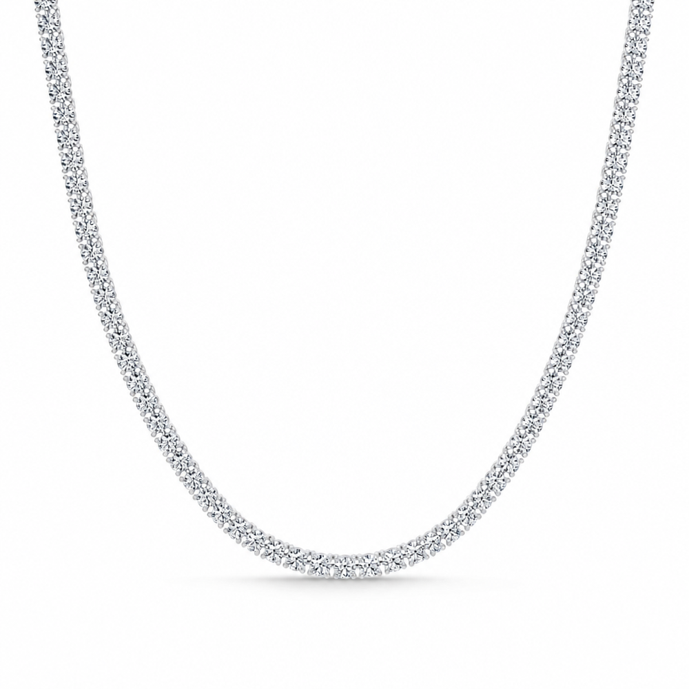 15 carat lab grown diamond tennis necklace with colourless round diamonds