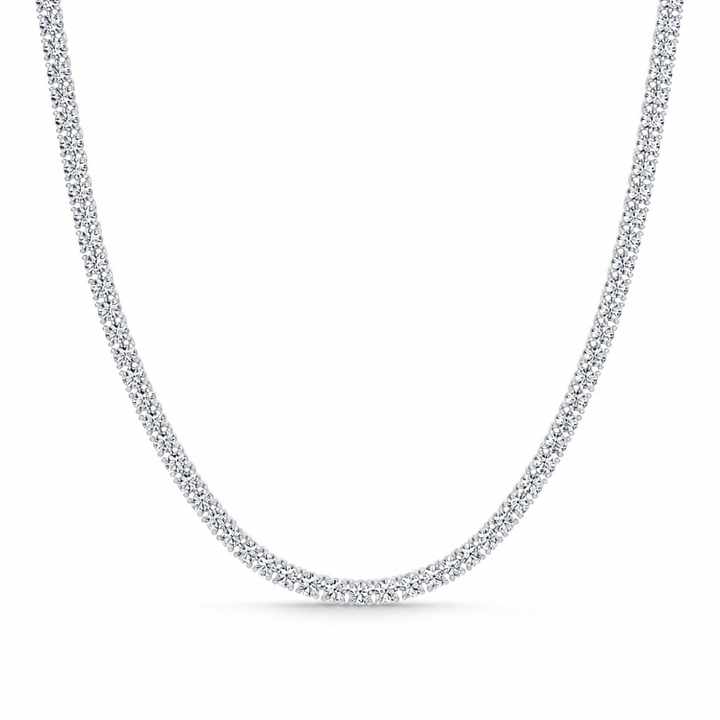 15 carat lab grown diamond tennis necklace with colourless round diamonds