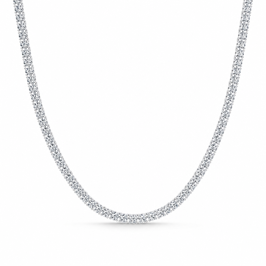 15 carat lab grown diamond tennis necklace with colourless round diamonds
