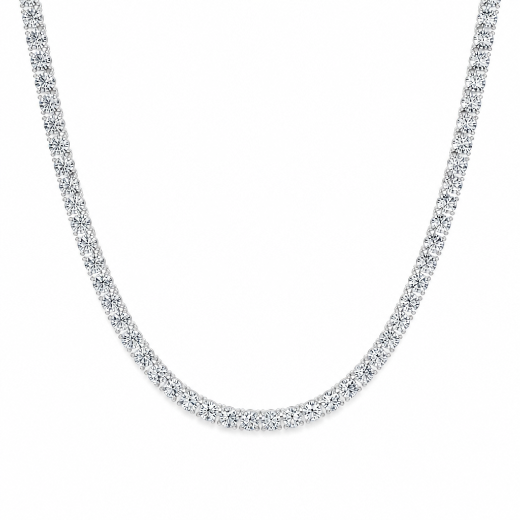 20 Carat Round Lab Grown Diamond Tennis Necklace