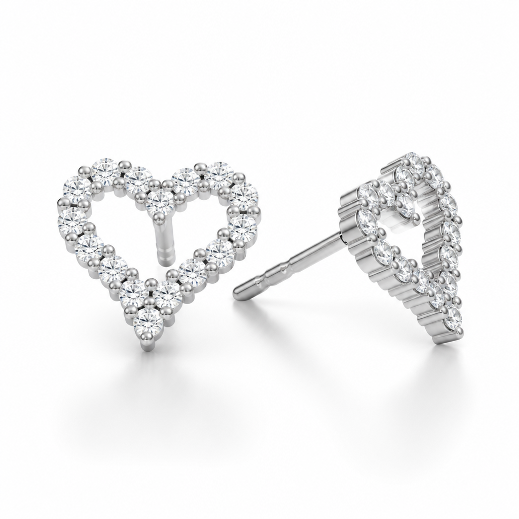 Lab Grown Heart Shape Diamond Stud Earrings
