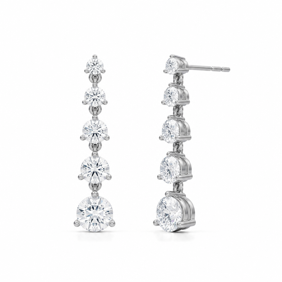 5 Graduated Round Lab Grown Diamond Dangle Earrings