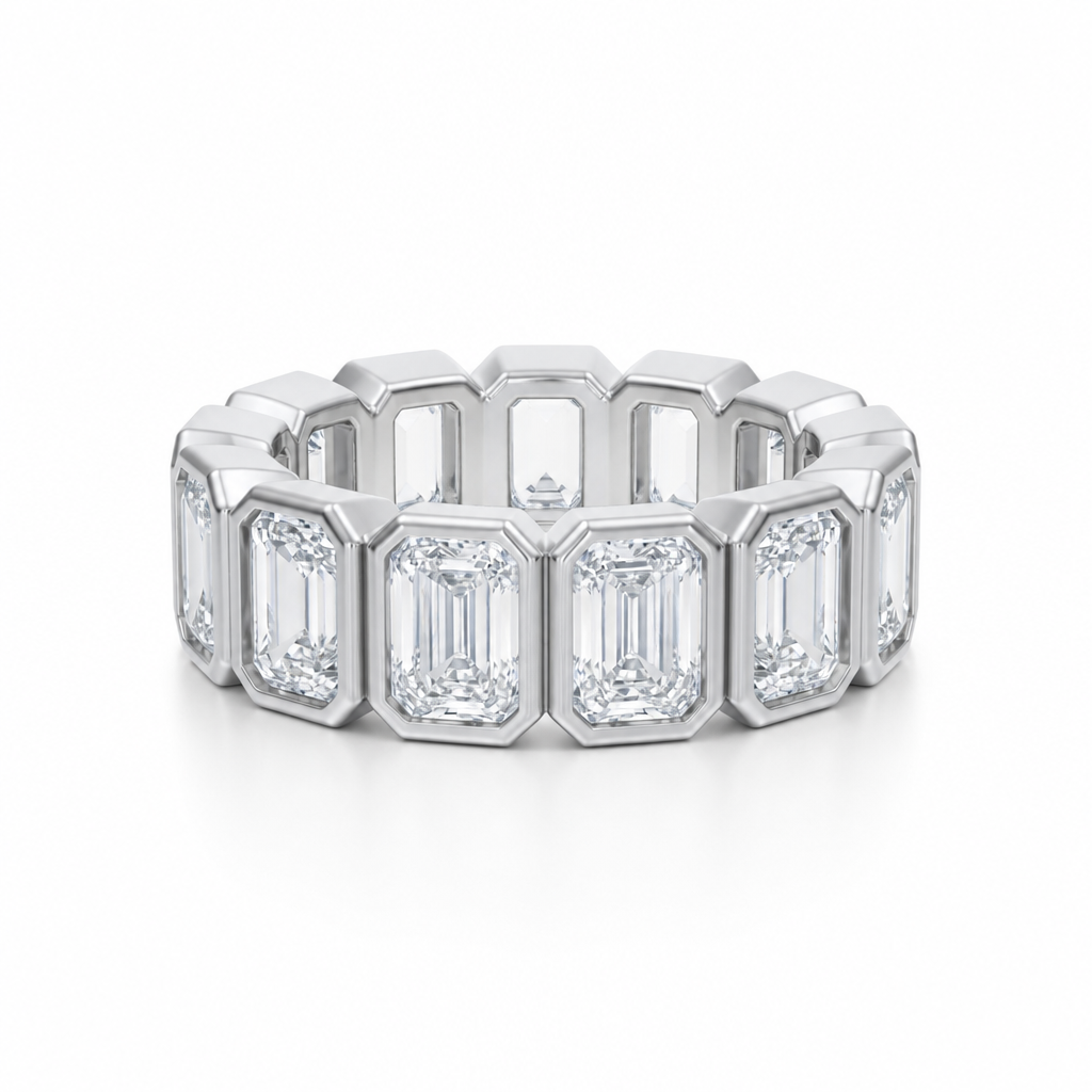 Emerald Bezel Vertical Eternity Band