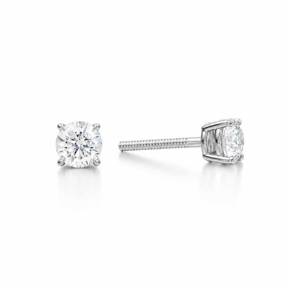 0.50ct lab-grown round diamond stud earrings in 14K gold