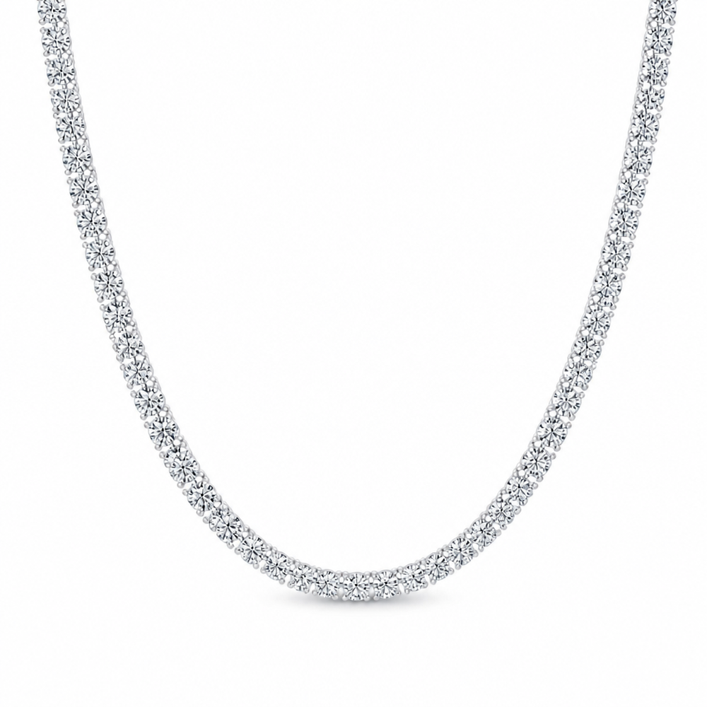 18 carat round lab-grown diamond tennis necklace