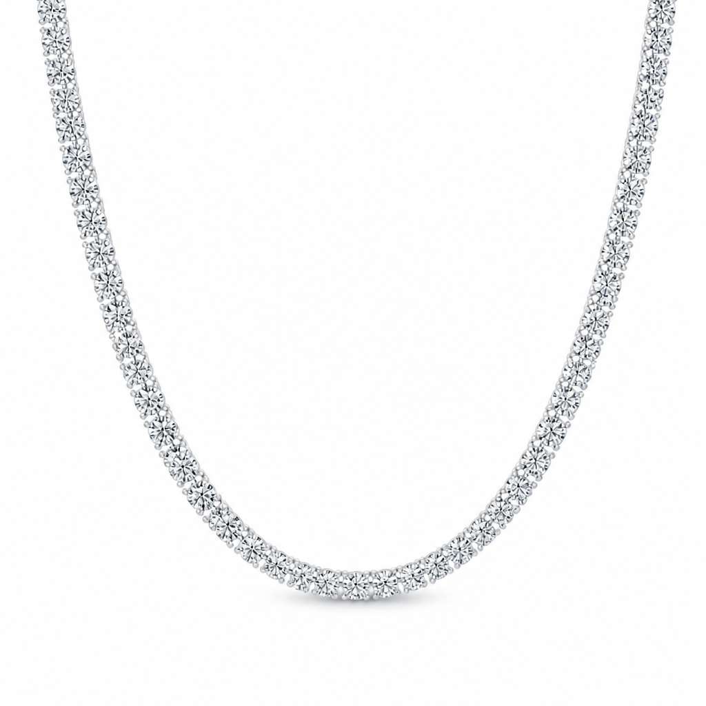 18 carat round lab-grown diamond tennis necklace