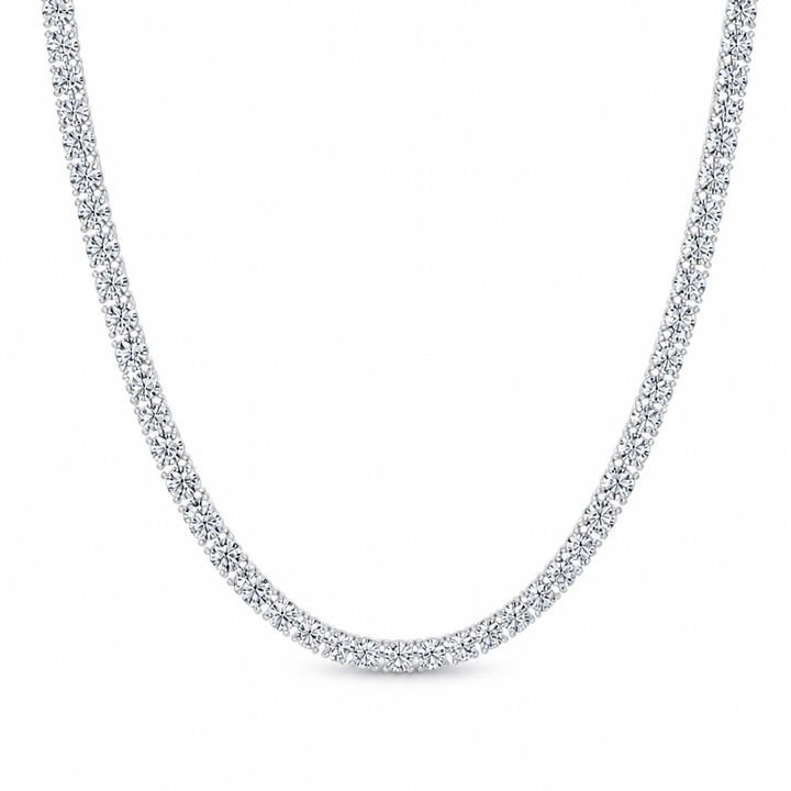 18 carat round lab-grown diamond tennis necklace