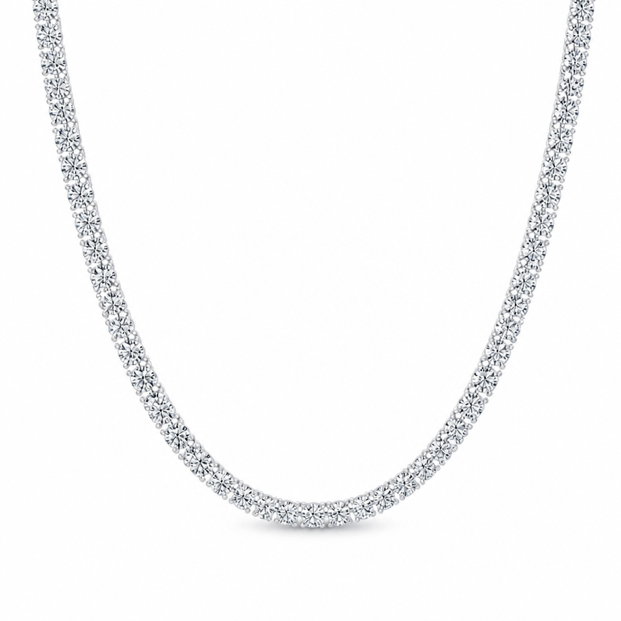 18 carat round lab-grown diamond tennis necklace