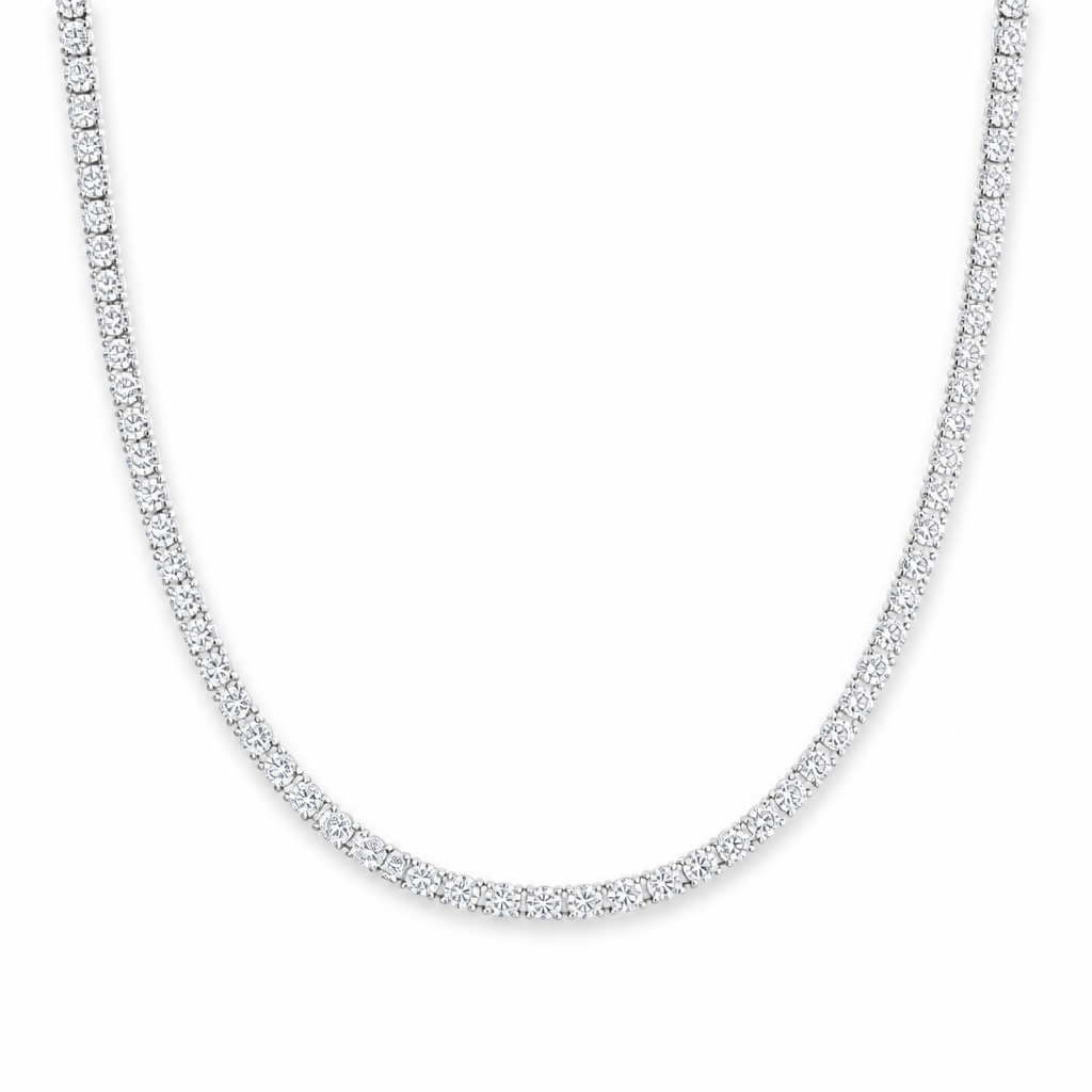 10 carat round lab grown diamond tennis necklace
