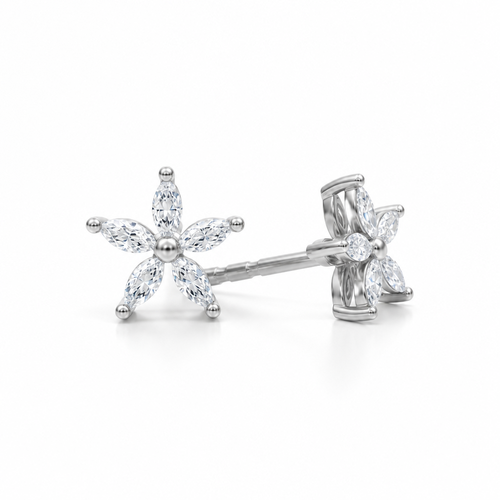 Marquise Flower Cluster Stud Earrings