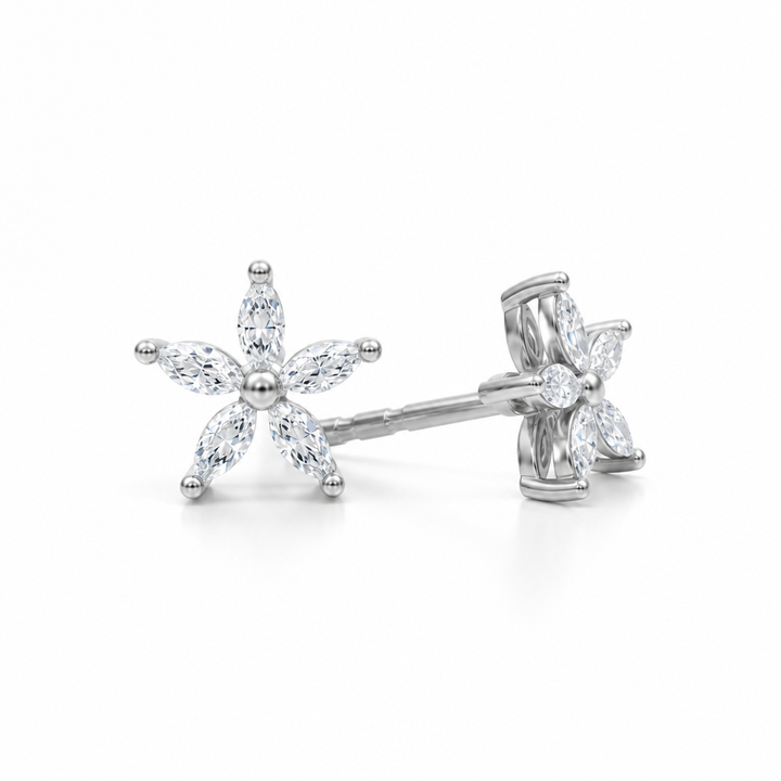 Marquise Flower Cluster Stud Earrings