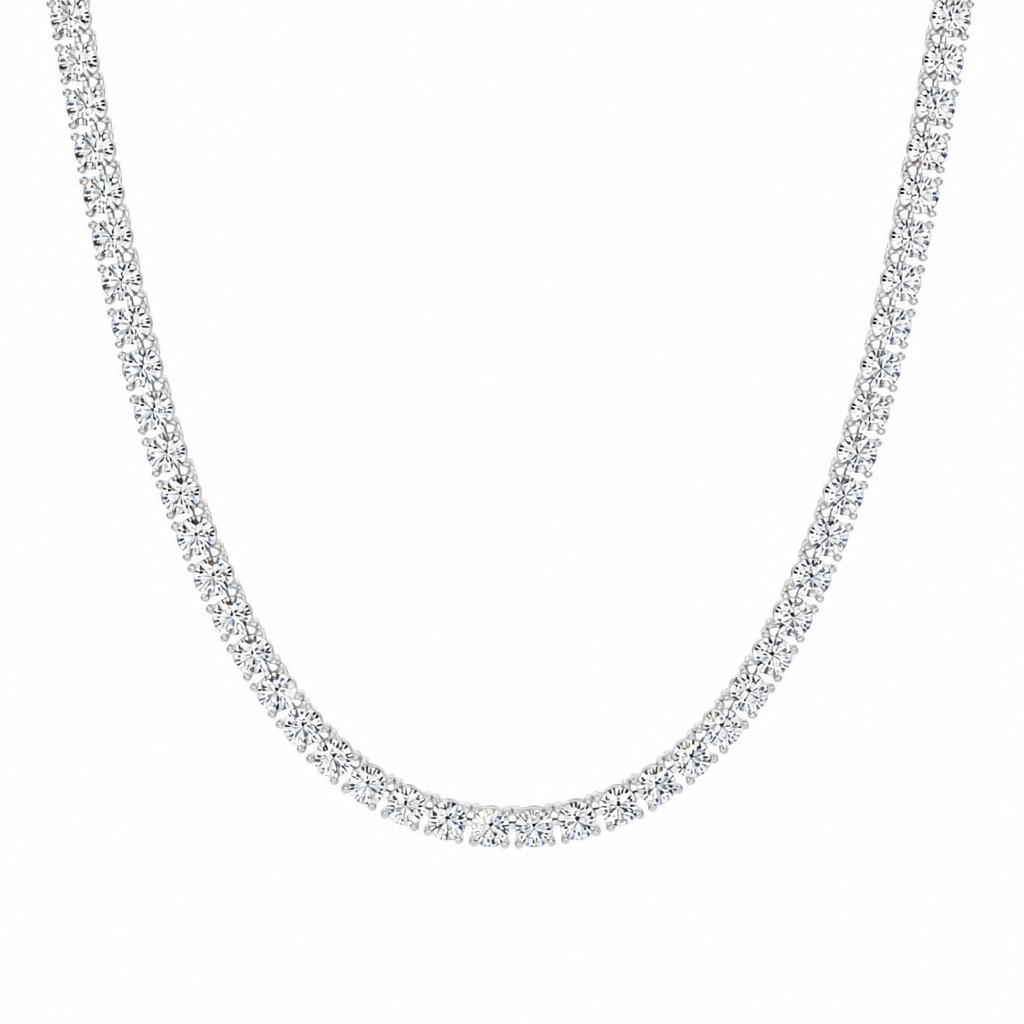 22 Carat Round Lab Grown Diamond Tennis Necklace