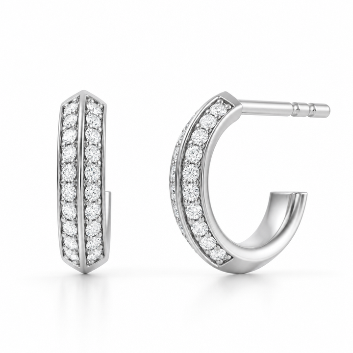 Lab Grown Knife-Edge Diamond Stud Earrings