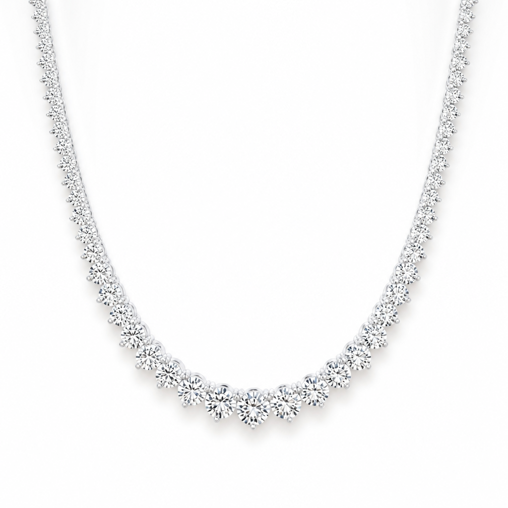 18 Carat Lab Grown Diamond Graduated Tennis Necklace
