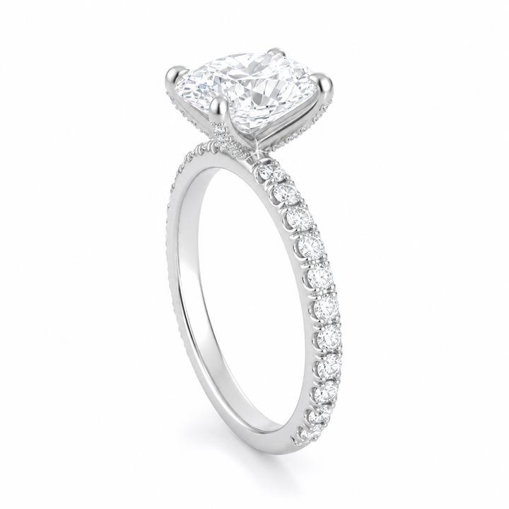 Oval Pave Ring With Pave Prongs